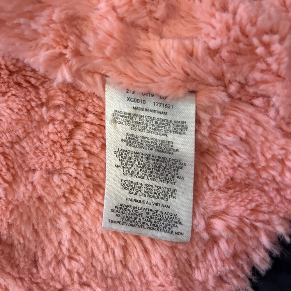 Columbia Girls Youth XL 18-20 Black Full Zip Peach Plush Interior‎ Hooded